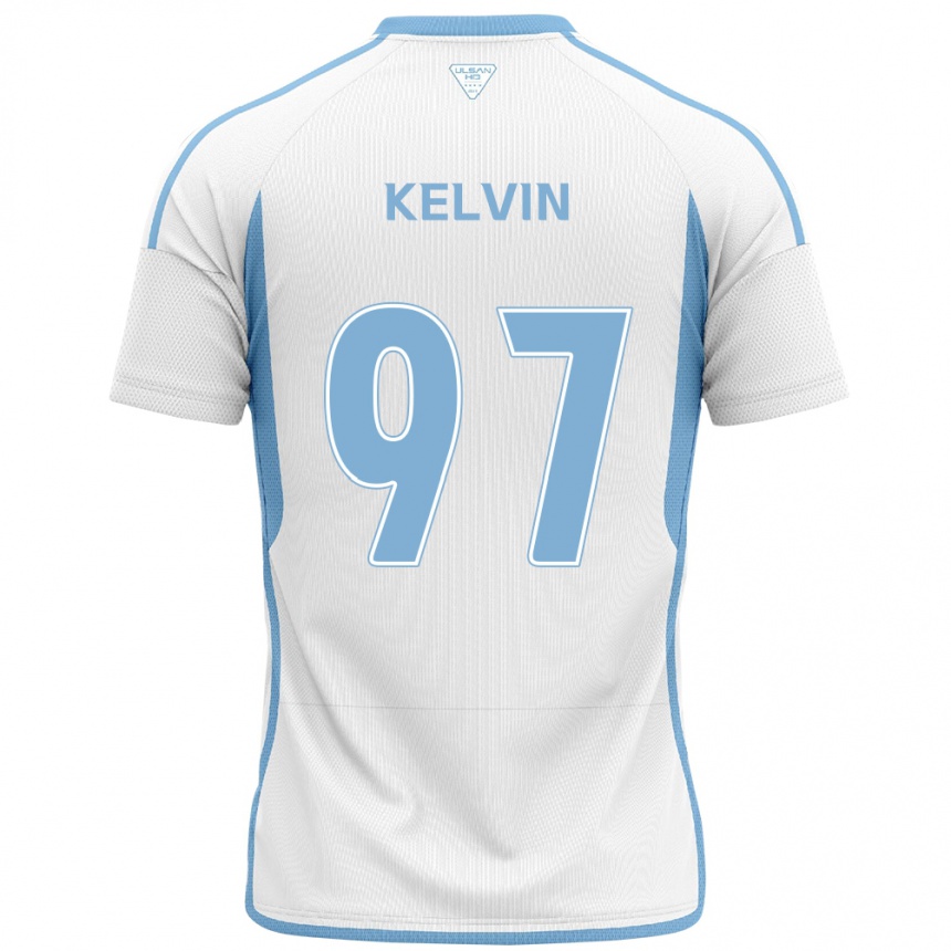 Herren Fußball Kelvin #97 Weiß Blau Auswärtstrikot Trikot 2024/25 T-Shirt Luxemburg