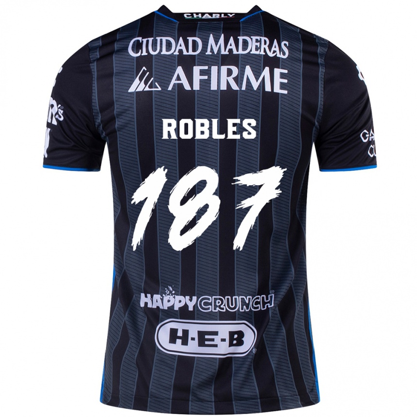 Herren Fußball Juan Robles #187 Weiß Schwarz Auswärtstrikot Trikot 2024/25 T-Shirt Luxemburg