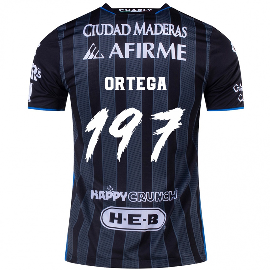 Herren Fußball Javier Ortega #197 Weiß Schwarz Auswärtstrikot Trikot 2024/25 T-Shirt Luxemburg