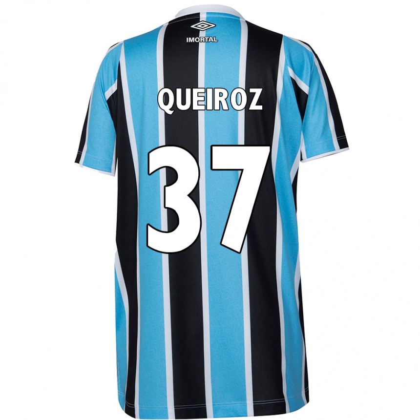 Damen Fußball Du Queiroz #37 Blau Schwarz Weiß Heimtrikot Trikot 2024/25 T-Shirt Luxemburg