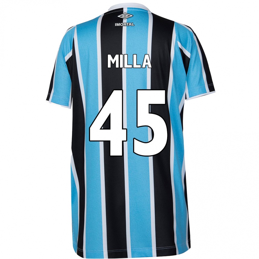 Damen Fußball Lucas Milla #45 Blau Schwarz Weiß Heimtrikot Trikot 2024/25 T-Shirt Luxemburg