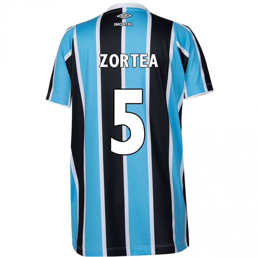 Damen Fußball Bernardo Zortea #5 Blau Schwarz Weiß Heimtrikot Trikot 2024/25 T-Shirt Luxemburg