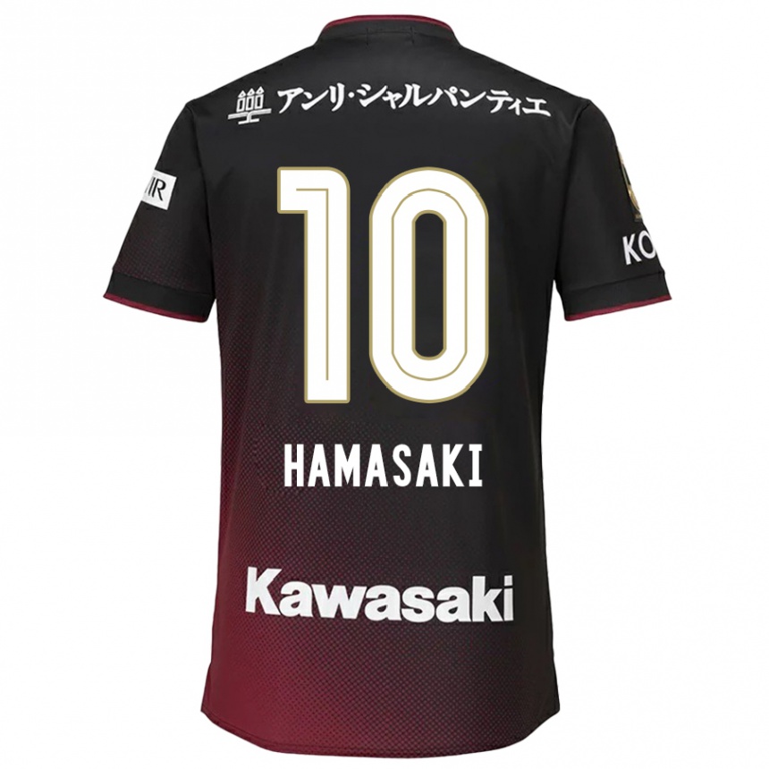 Damen Fußball Kento Hamasaki #10 Schwarz Rot Heimtrikot Trikot 2024/25 T-Shirt Luxemburg