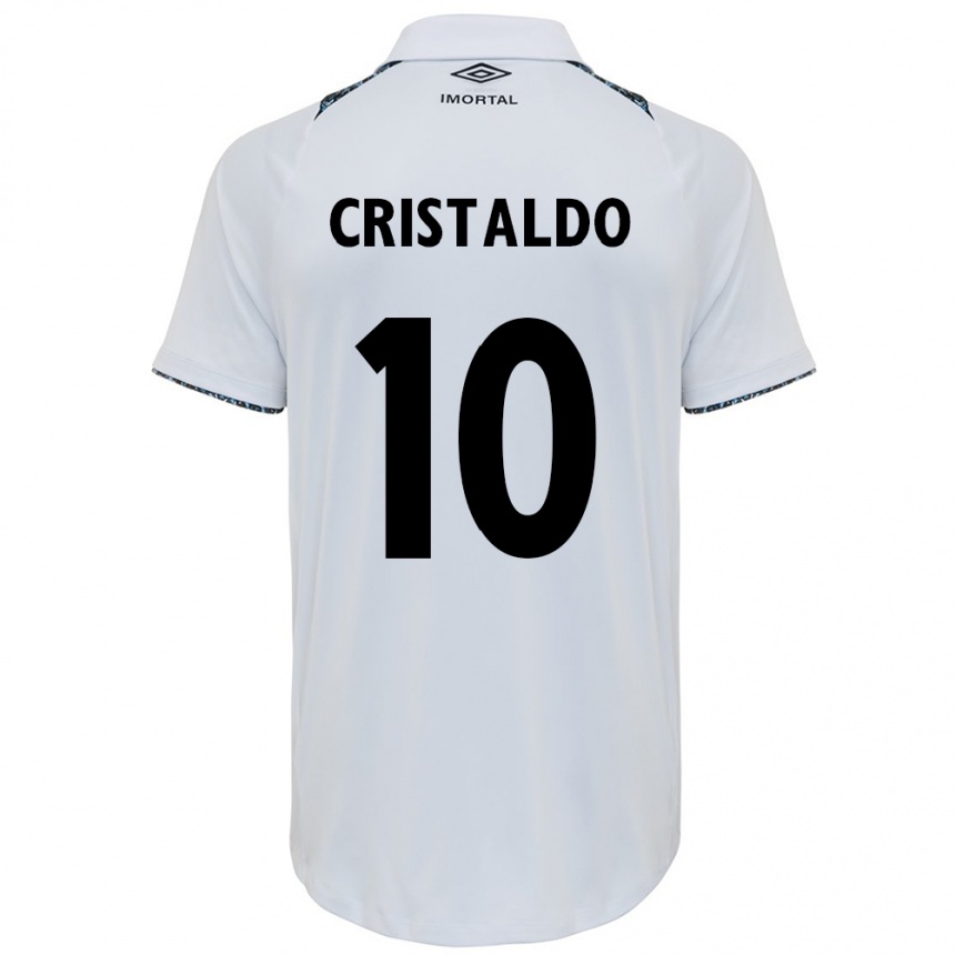 Damen Fußball Franco Cristaldo #10 Weiß Blau Auswärtstrikot Trikot 2024/25 T-Shirt Luxemburg