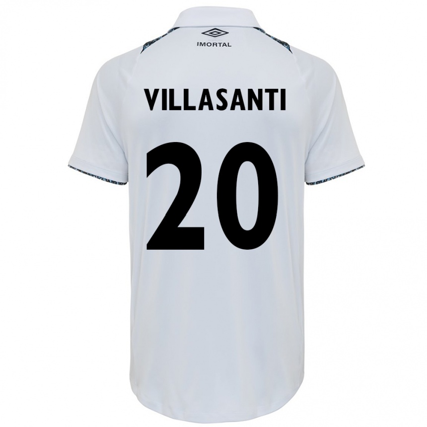 Damen Fußball Mathías Villasanti #20 Weiß Blau Auswärtstrikot Trikot 2024/25 T-Shirt Luxemburg