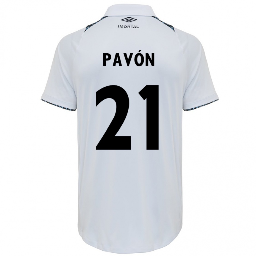 Damen Fußball Cristian Pavón #21 Weiß Blau Auswärtstrikot Trikot 2024/25 T-Shirt Luxemburg