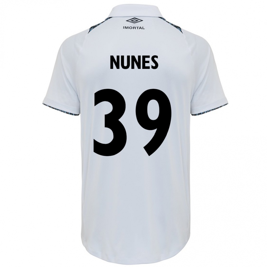 Damen Fußball Gustavo Gomes #39 Weiß Blau Auswärtstrikot Trikot 2024/25 T-Shirt Luxemburg