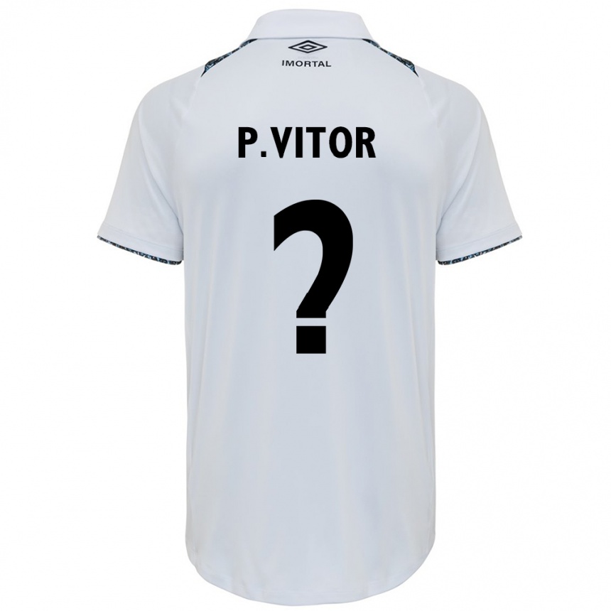 Damen Fußball Pedro Vitor #0 Weiß Blau Auswärtstrikot Trikot 2024/25 T-Shirt Luxemburg