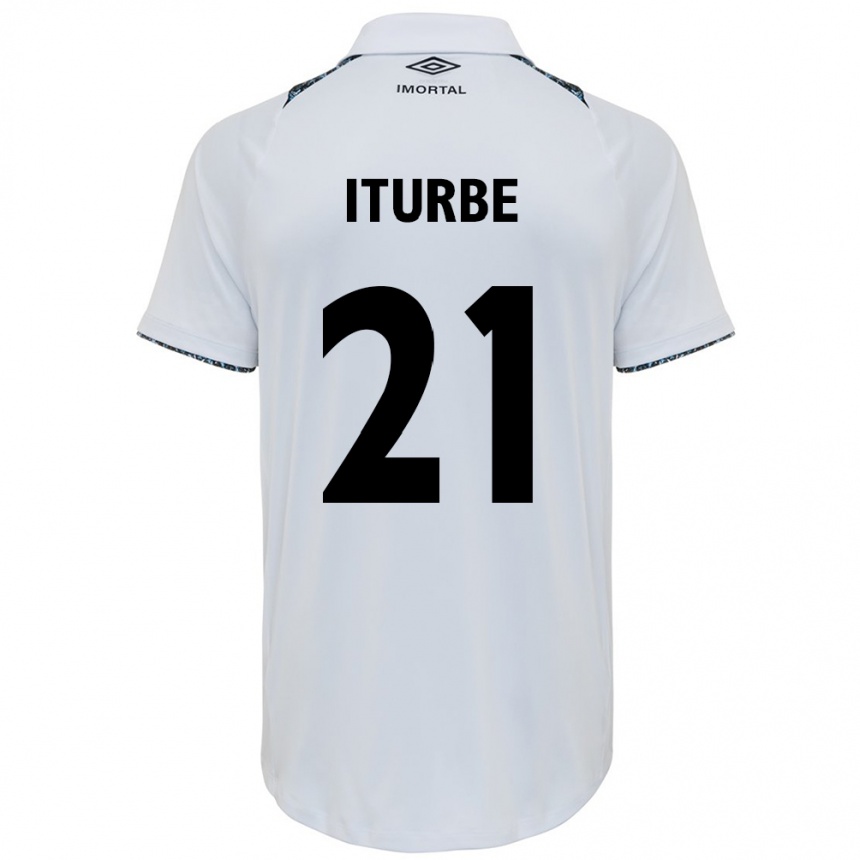 Damen Fußball Juan Iturbe #21 Weiß Blau Auswärtstrikot Trikot 2024/25 T-Shirt Luxemburg