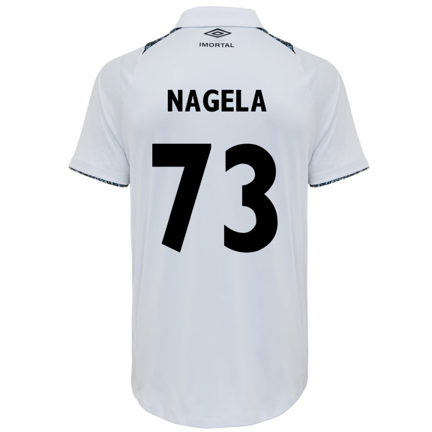 Damen Fußball Nágela #73 Weiß Blau Auswärtstrikot Trikot 2024/25 T-Shirt Luxemburg