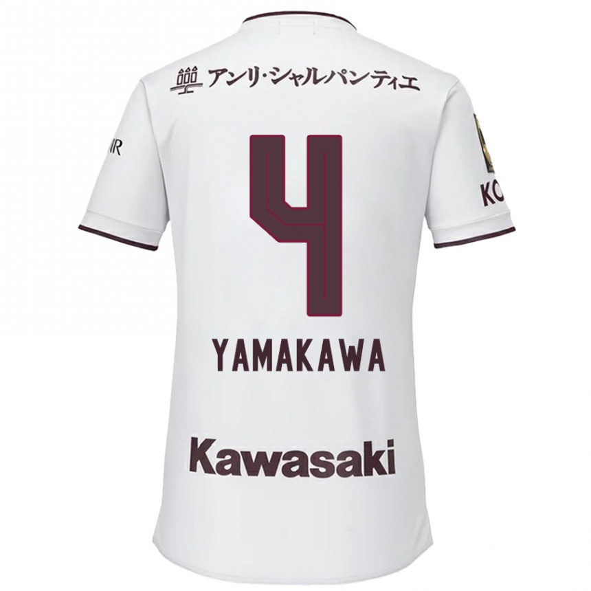 Damen Fußball Tetsushi Yamakawa #4 Weiß Rot Auswärtstrikot Trikot 2024/25 T-Shirt Luxemburg