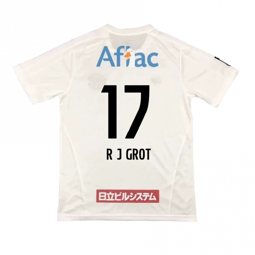 Damen Fußball Jay-Roy Grot #17 Weiß Schwarz Auswärtstrikot Trikot 2024/25 T-Shirt Luxemburg