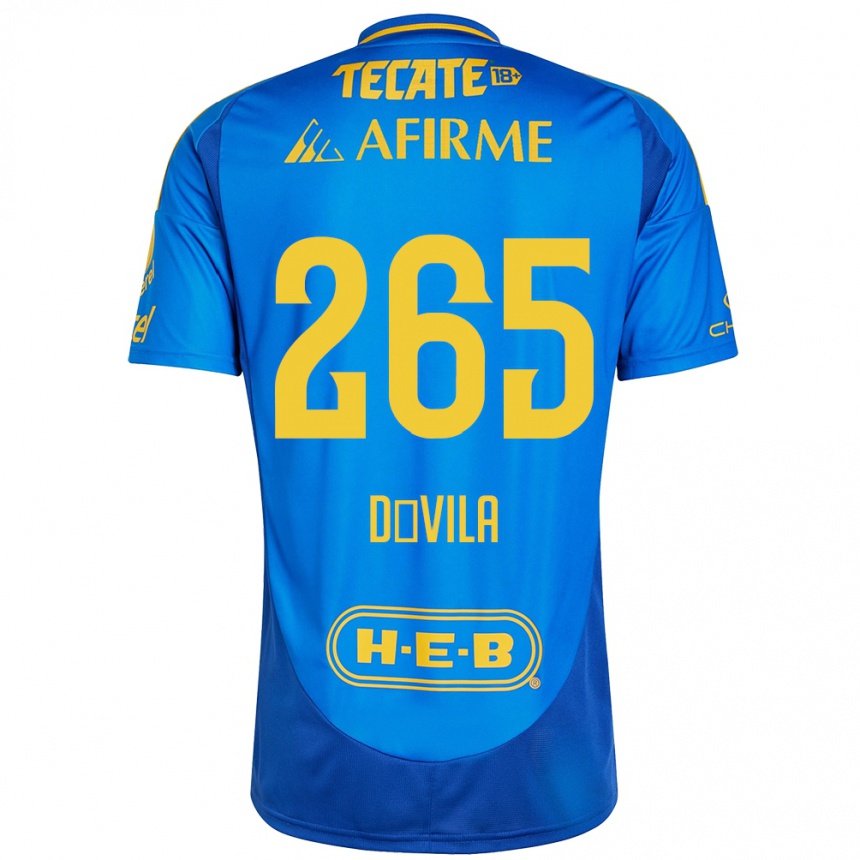 Damen Fußball Emiliano Dávila #265 Blau Gelb Auswärtstrikot Trikot 2024/25 T-Shirt Luxemburg