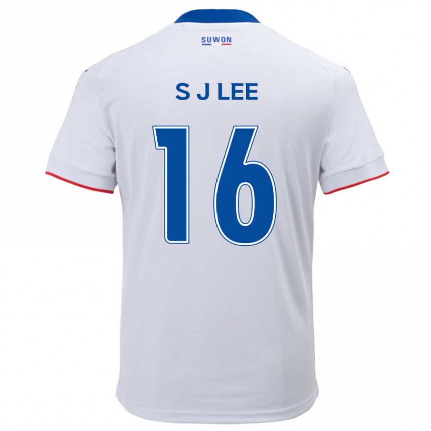 Damen Fußball Jong-Sung Lee #16 Weiß Blau Auswärtstrikot Trikot 2024/25 T-Shirt Luxemburg