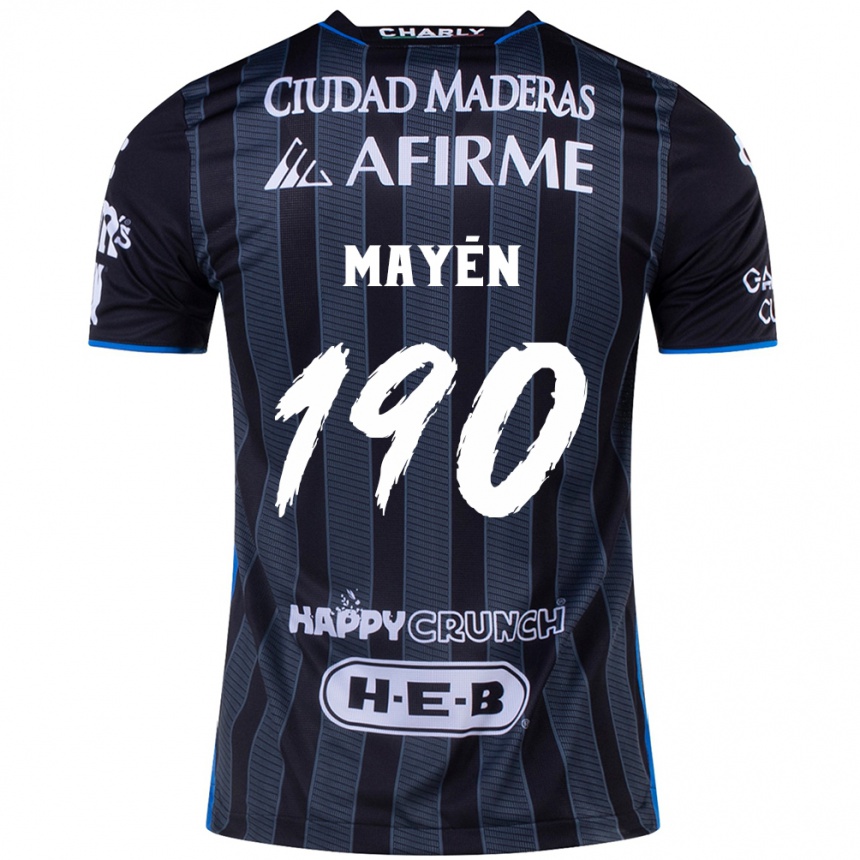 Damen Fußball Eduardo Mayén #190 Weiß Schwarz Auswärtstrikot Trikot 2024/25 T-Shirt Luxemburg