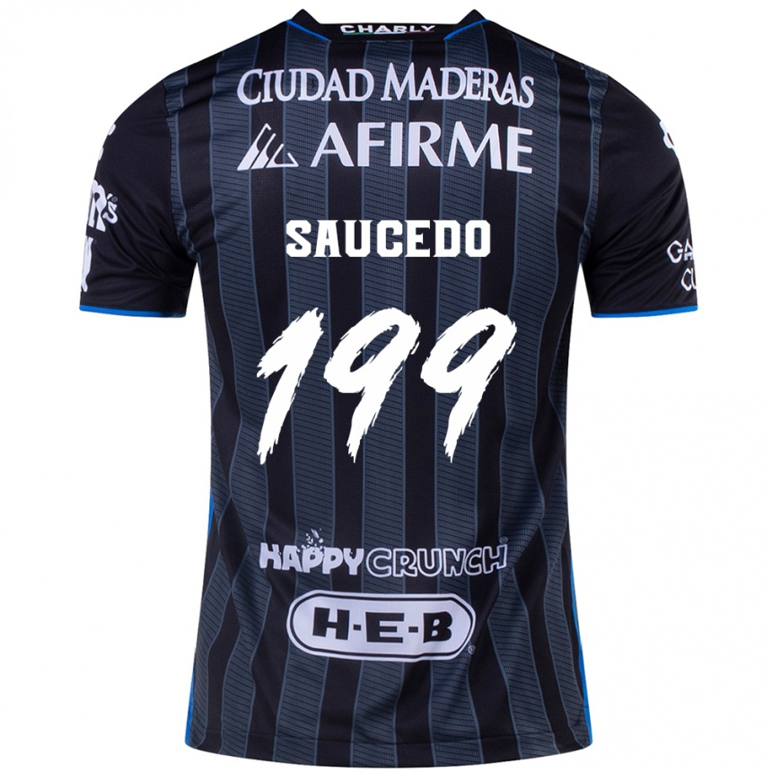 Damen Fußball Christian Saucedo #199 Weiß Schwarz Auswärtstrikot Trikot 2024/25 T-Shirt Luxemburg