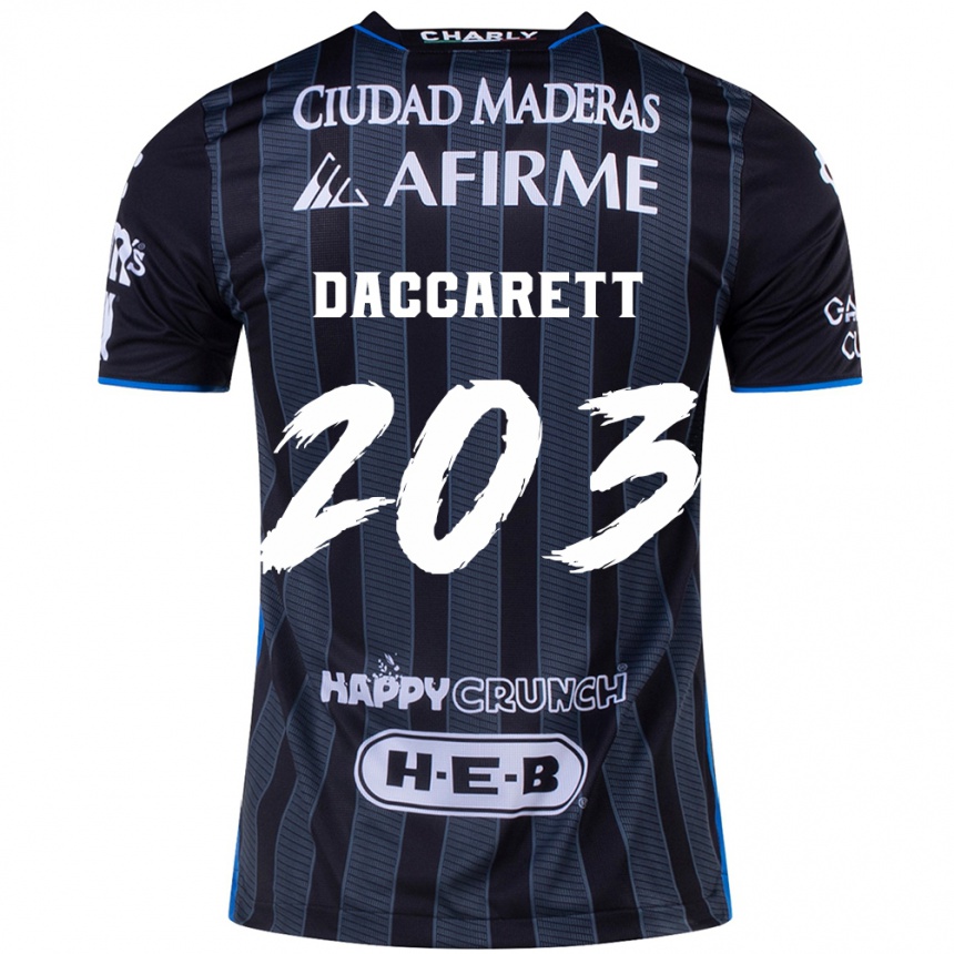 Damen Fußball Juan Daccarett #203 Weiß Schwarz Auswärtstrikot Trikot 2024/25 T-Shirt Luxemburg