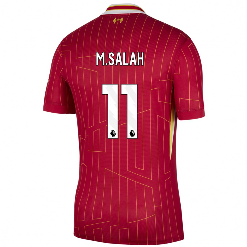 Kinder Fußball Mohamed Salah #11 Rot Gelb Weiß Heimtrikot Trikot 2024/25 T-Shirt Luxemburg