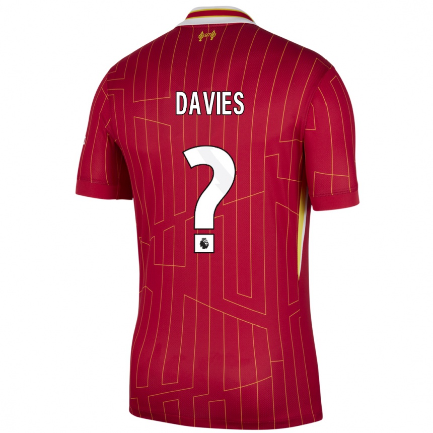 Kinder Fußball Harvey Davies #0 Rot Gelb Weiß Heimtrikot Trikot 2024/25 T-Shirt Luxemburg