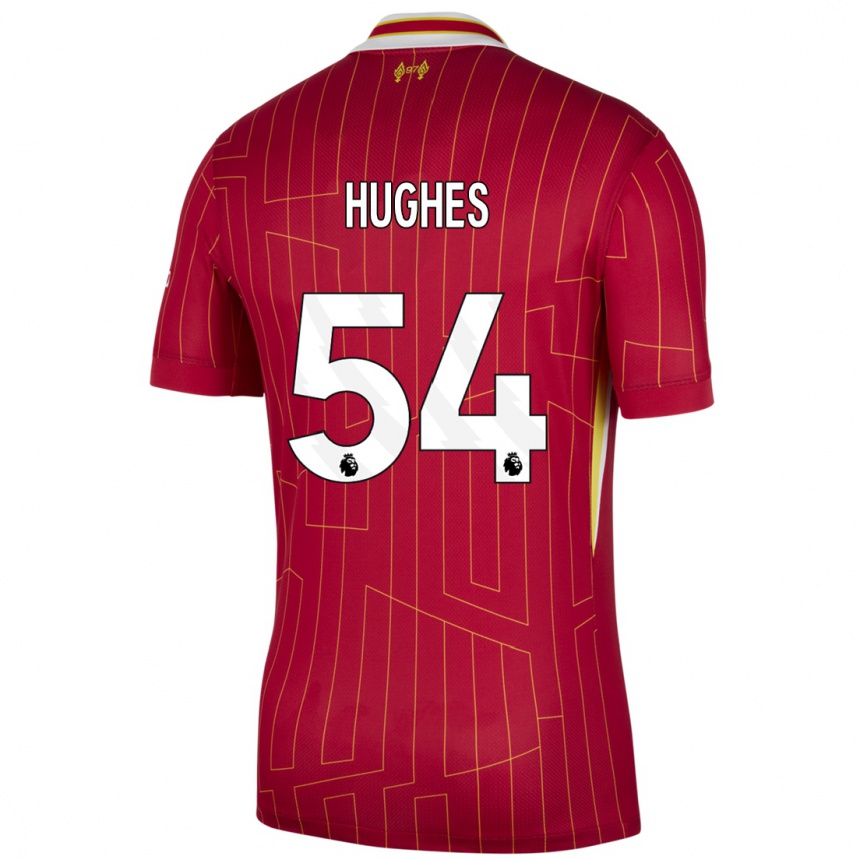 Kinder Fußball Liam Hughes #54 Rot Gelb Weiß Heimtrikot Trikot 2024/25 T-Shirt Luxemburg