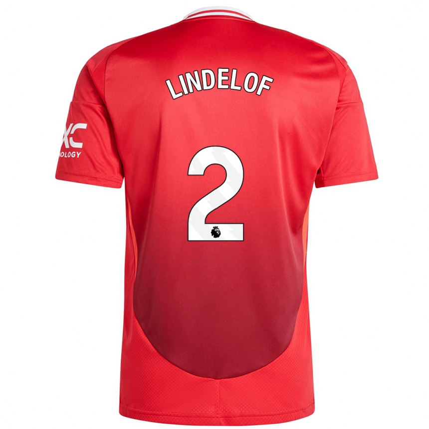 Kinder Fußball Victor Lindelof #2 Hellrot Heimtrikot Trikot 2024/25 T-Shirt Luxemburg