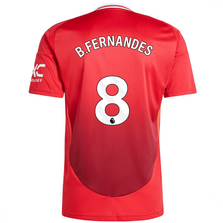 Kinder Fußball Bruno Fernandes #8 Hellrot Heimtrikot Trikot 2024/25 T-Shirt Luxemburg