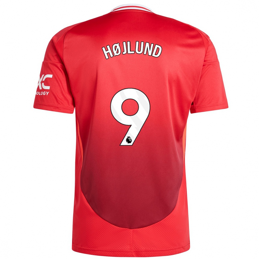 Kinder Fußball Rasmus Højlund #9 Hellrot Heimtrikot Trikot 2024/25 T-Shirt Luxemburg