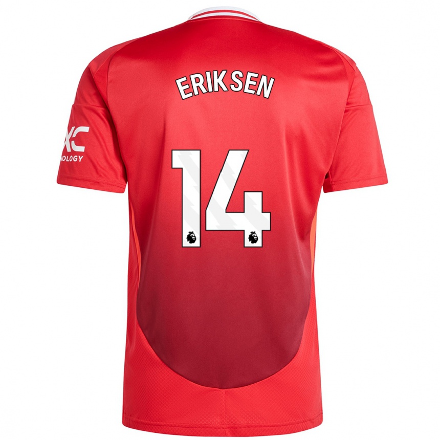 Kinder Fußball Christian Eriksen #14 Hellrot Heimtrikot Trikot 2024/25 T-Shirt Luxemburg