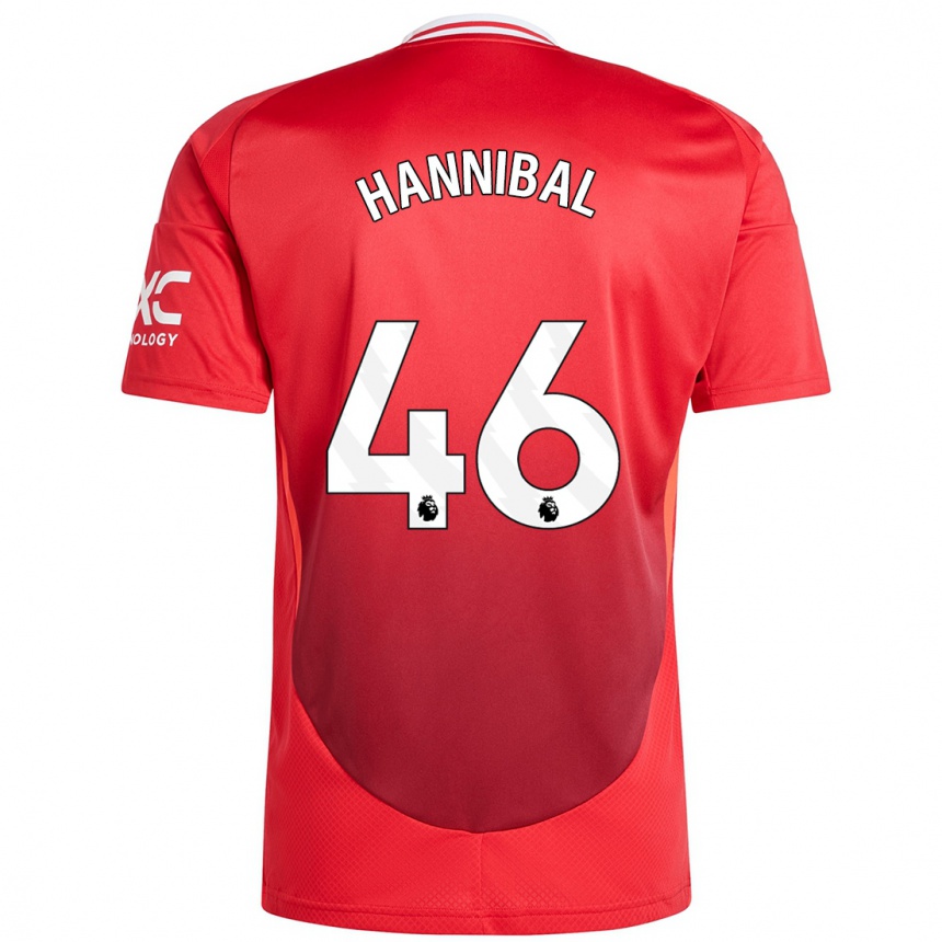 Kinder Fußball Hannibal Mejbri #46 Hellrot Heimtrikot Trikot 2024/25 T-Shirt Luxemburg