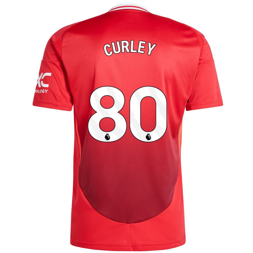 Kinder Fußball Ruben Curley #80 Hellrot Heimtrikot Trikot 2024/25 T-Shirt Luxemburg