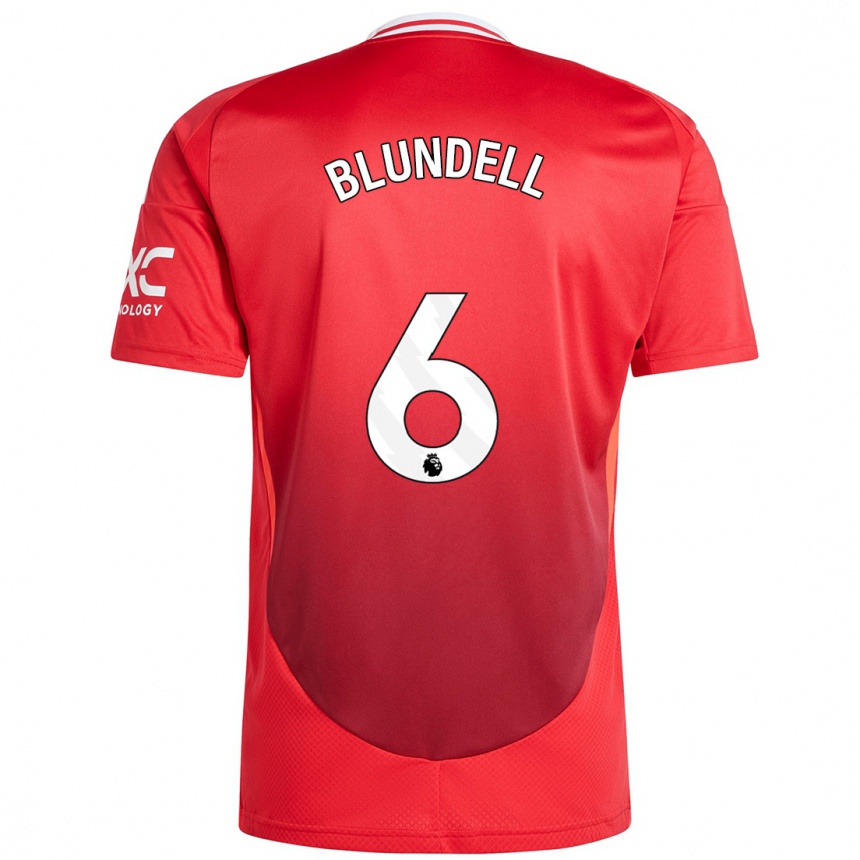 Kinder Fußball Hannah Blundell #6 Hellrot Heimtrikot Trikot 2024/25 T-Shirt Luxemburg