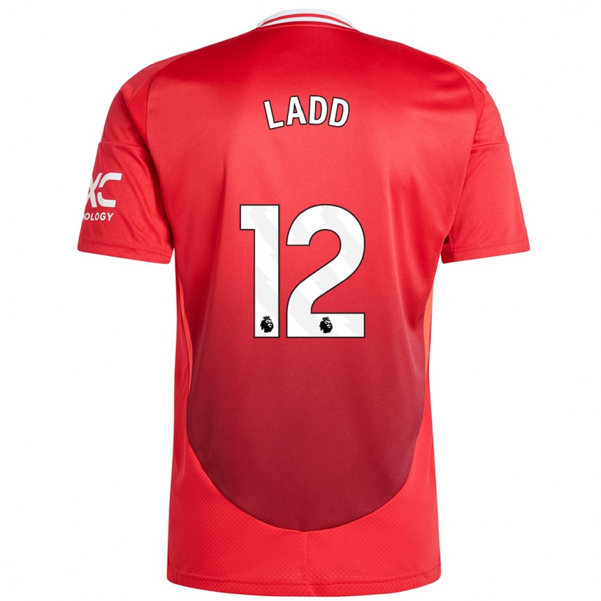 Kinder Fußball Hayley Ladd #12 Hellrot Heimtrikot Trikot 2024/25 T-Shirt Luxemburg