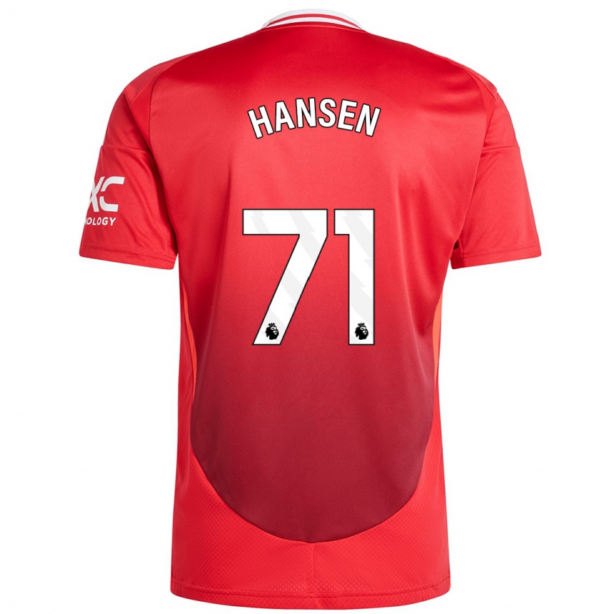 Kinder Fußball Isak Hansen-Aaroen #71 Hellrot Heimtrikot Trikot 2024/25 T-Shirt Luxemburg