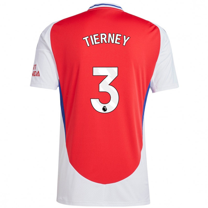 Kinder Fußball Kieran Tierney #3 Rot Weiß Heimtrikot Trikot 2024/25 T-Shirt Luxemburg