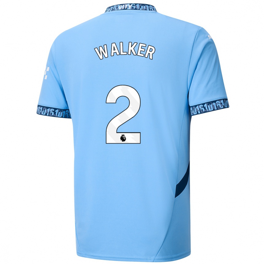 Kinder Fußball Kyle Walker #2 Marineblau Heimtrikot Trikot 2024/25 T-Shirt Luxemburg