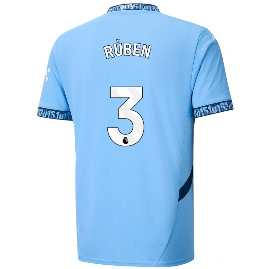 Kinder Fußball Ruben Dias #3 Marineblau Heimtrikot Trikot 2024/25 T-Shirt Luxemburg