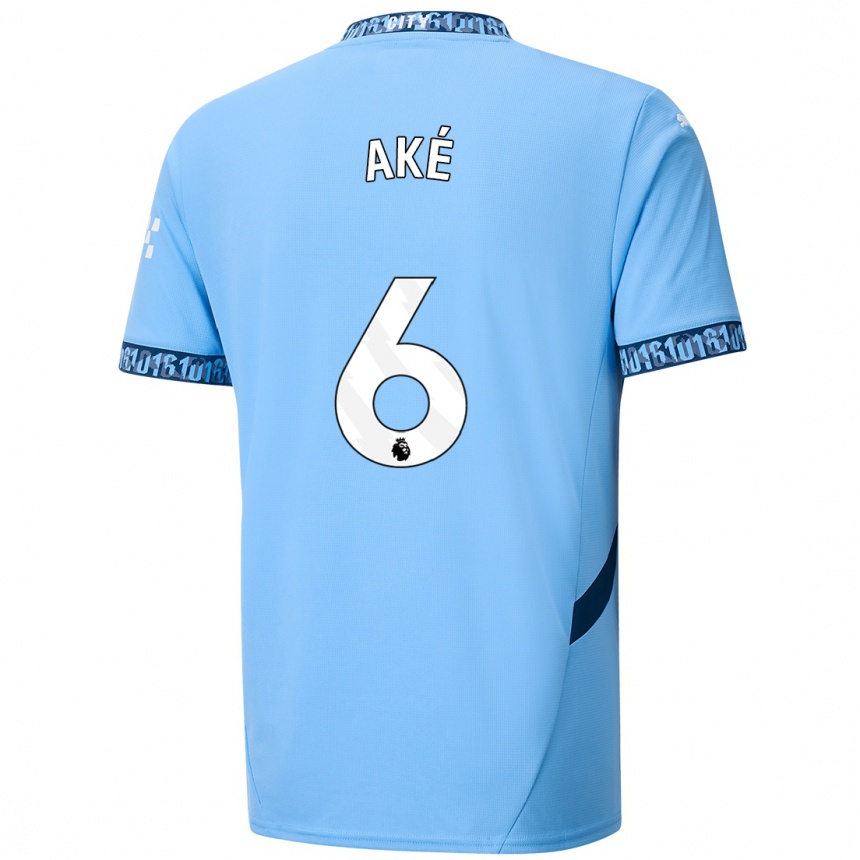 Kinder Fußball Nathan Ake #6 Marineblau Heimtrikot Trikot 2024/25 T-Shirt Luxemburg