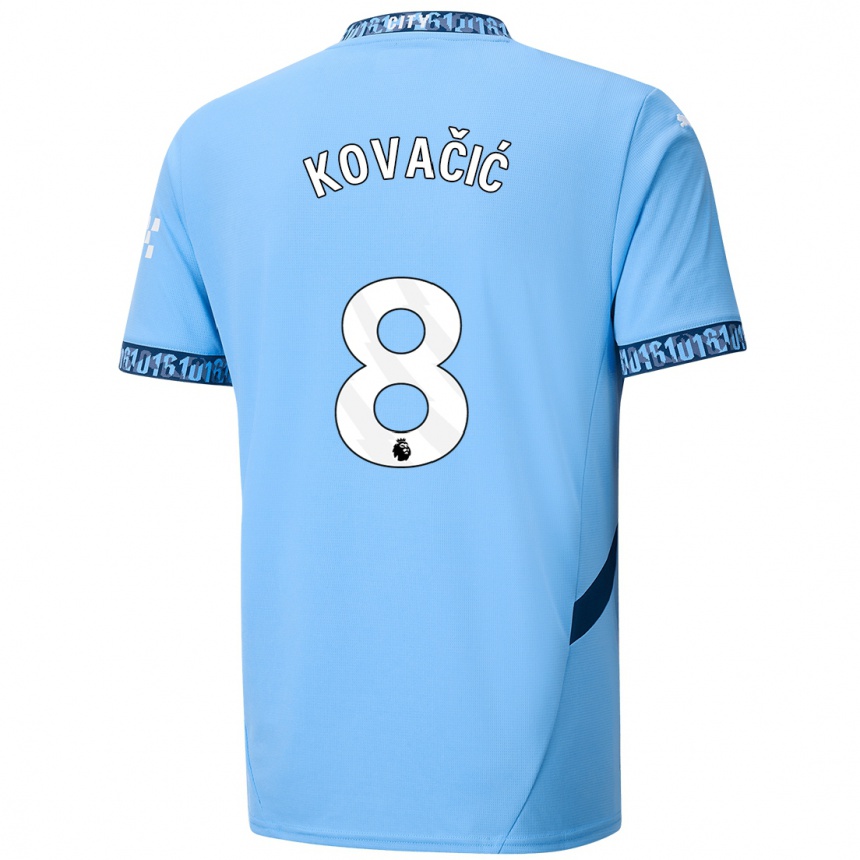 Kinder Fußball Mateo Kovacic #8 Marineblau Heimtrikot Trikot 2024/25 T-Shirt Luxemburg