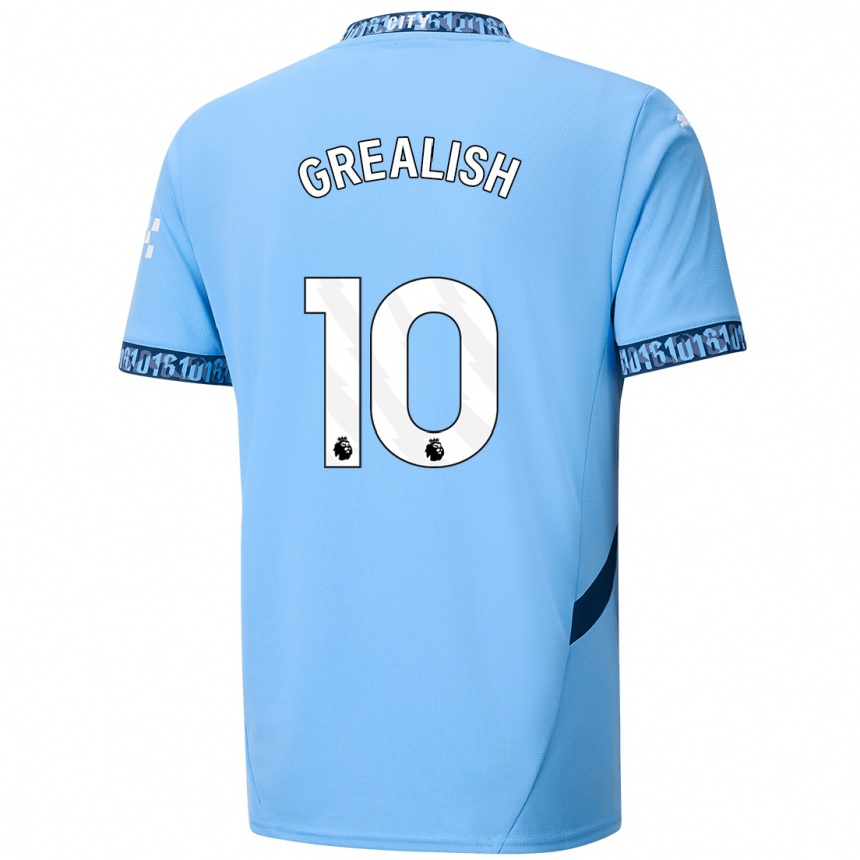 Kinder Fußball Jack Grealish #10 Marineblau Heimtrikot Trikot 2024/25 T-Shirt Luxemburg