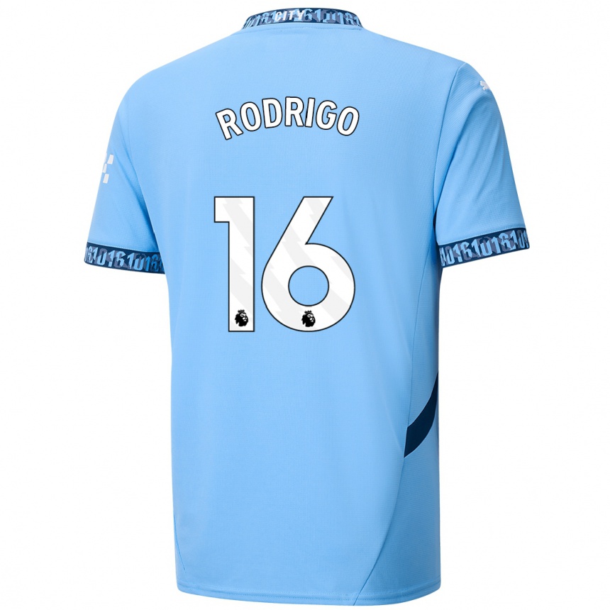 Kinder Fußball Rodrigo Hernandez #16 Marineblau Heimtrikot Trikot 2024/25 T-Shirt Luxemburg