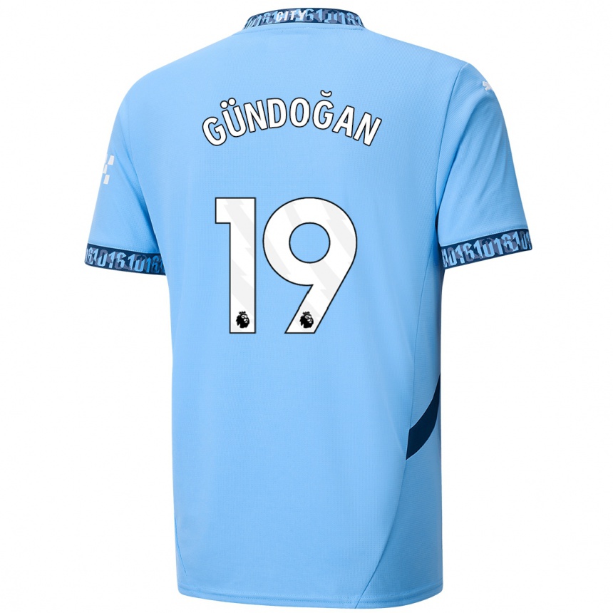 Kinder Fußball Ilkay Gundogan #19 Marineblau Heimtrikot Trikot 2024/25 T-Shirt Luxemburg