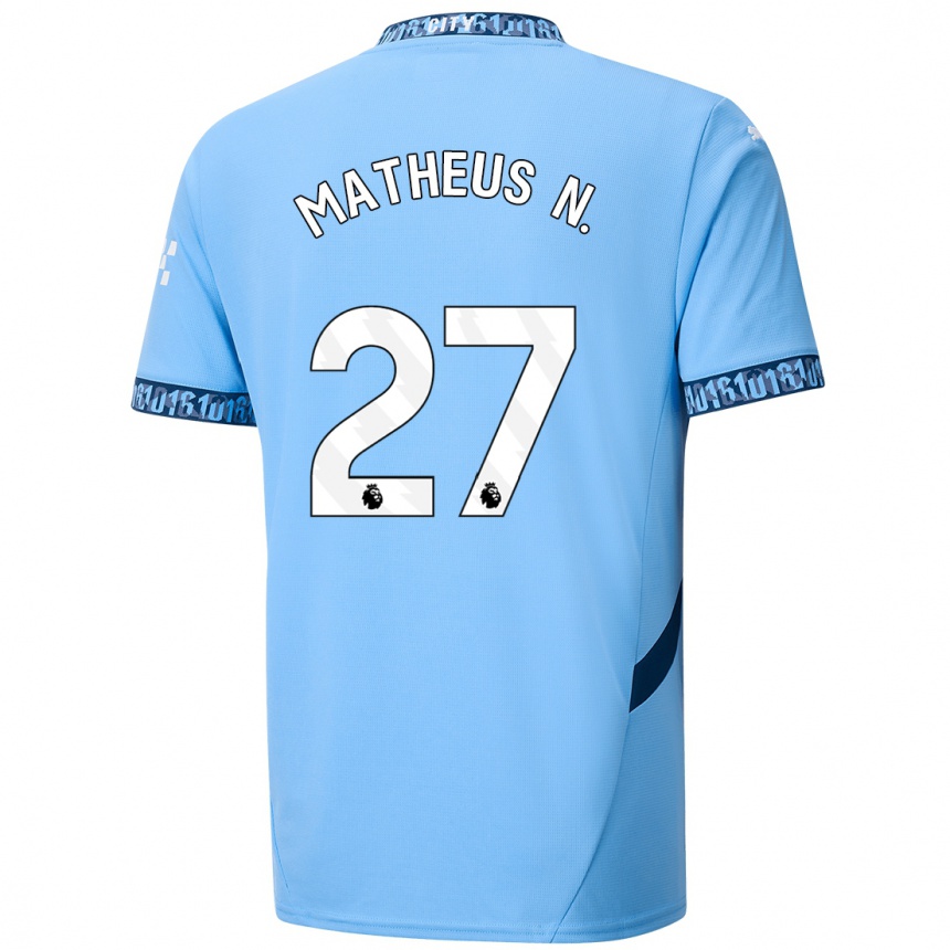 Kinder Fußball Matheus Nunes #27 Marineblau Heimtrikot Trikot 2024/25 T-Shirt Luxemburg