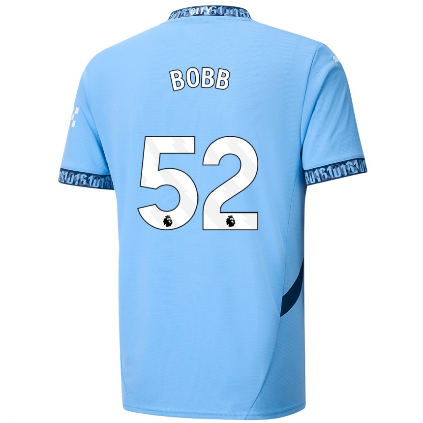 Kinder Fußball Oscar Bobb #52 Marineblau Heimtrikot Trikot 2024/25 T-Shirt Luxemburg