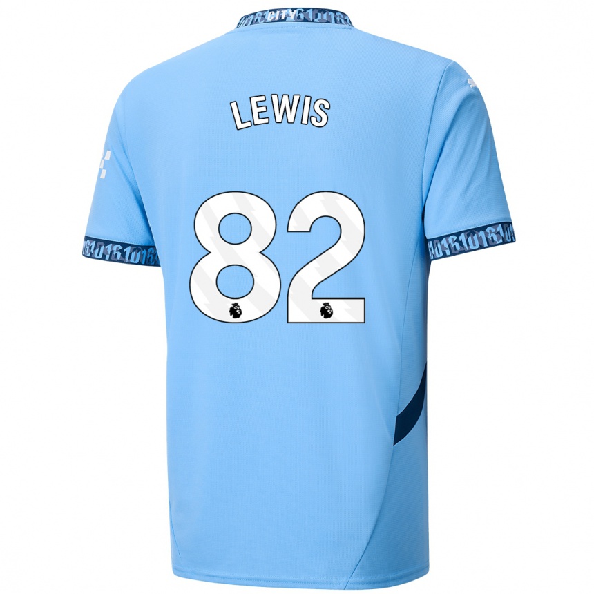 Kinder Fußball Rico Lewis #82 Marineblau Heimtrikot Trikot 2024/25 T-Shirt Luxemburg