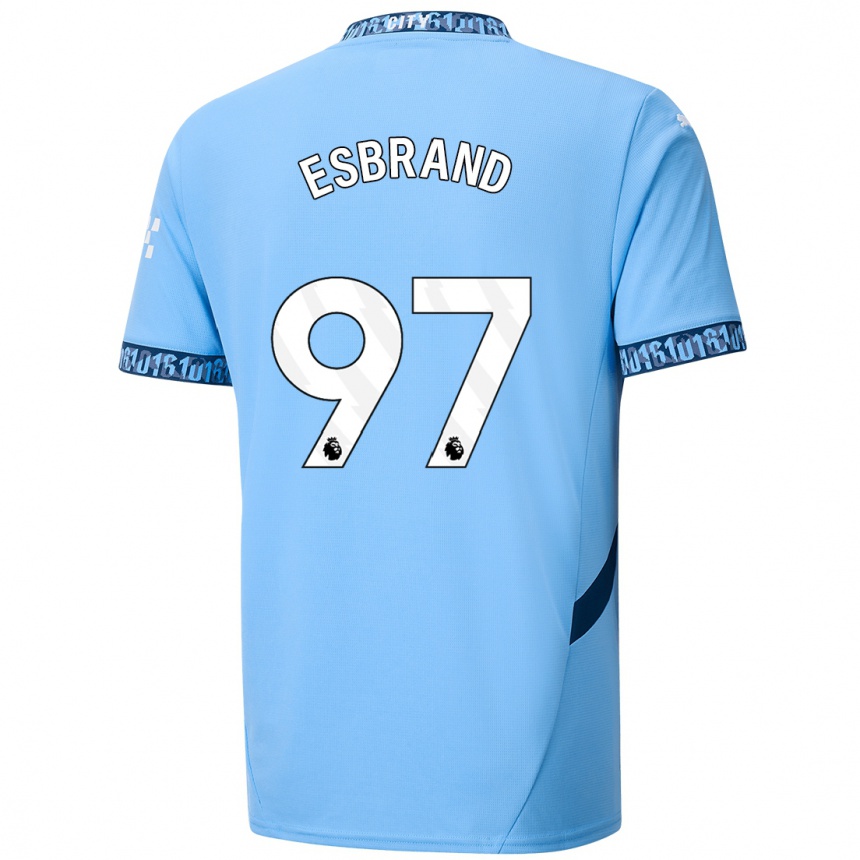 Kinder Fußball Josh Wilson-Esbrand #97 Marineblau Heimtrikot Trikot 2024/25 T-Shirt Luxemburg