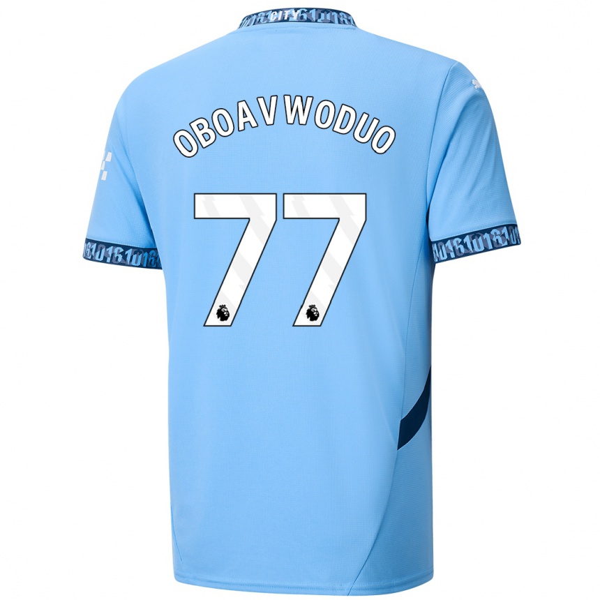 Kinder Fußball Justin Oboavwoduo #77 Marineblau Heimtrikot Trikot 2024/25 T-Shirt Luxemburg