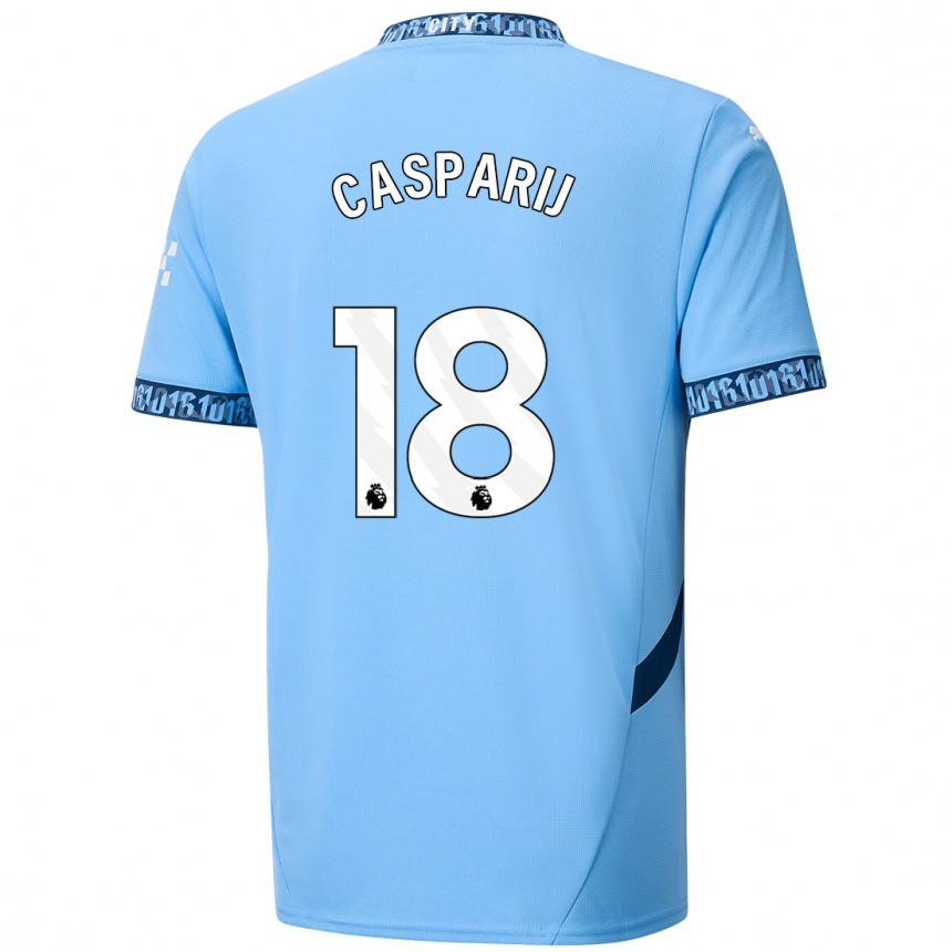 Kinder Fußball Kerstin Casparij #18 Marineblau Heimtrikot Trikot 2024/25 T-Shirt Luxemburg