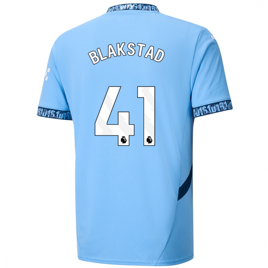 Kinder Fußball Julie Blakstad #41 Marineblau Heimtrikot Trikot 2024/25 T-Shirt Luxemburg