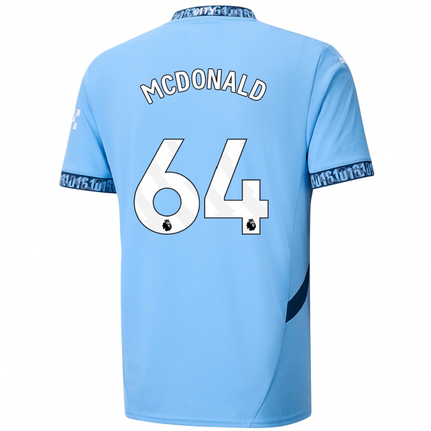 Kinder Fußball Rowan Mcdonald #64 Marineblau Heimtrikot Trikot 2024/25 T-Shirt Luxemburg