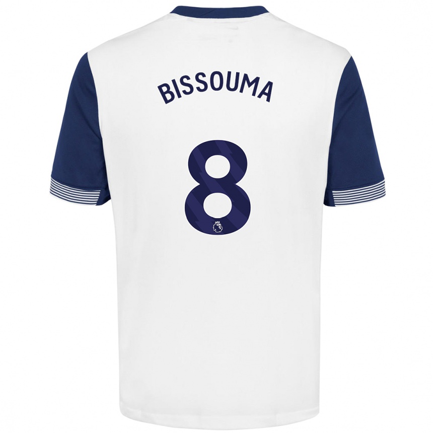 Kinder Fußball Yves Bissouma #8 Weiß Blau Heimtrikot Trikot 2024/25 T-Shirt Luxemburg